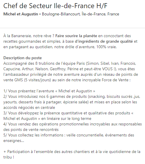 Faites vivre l'entreprise et le job sur votre offre